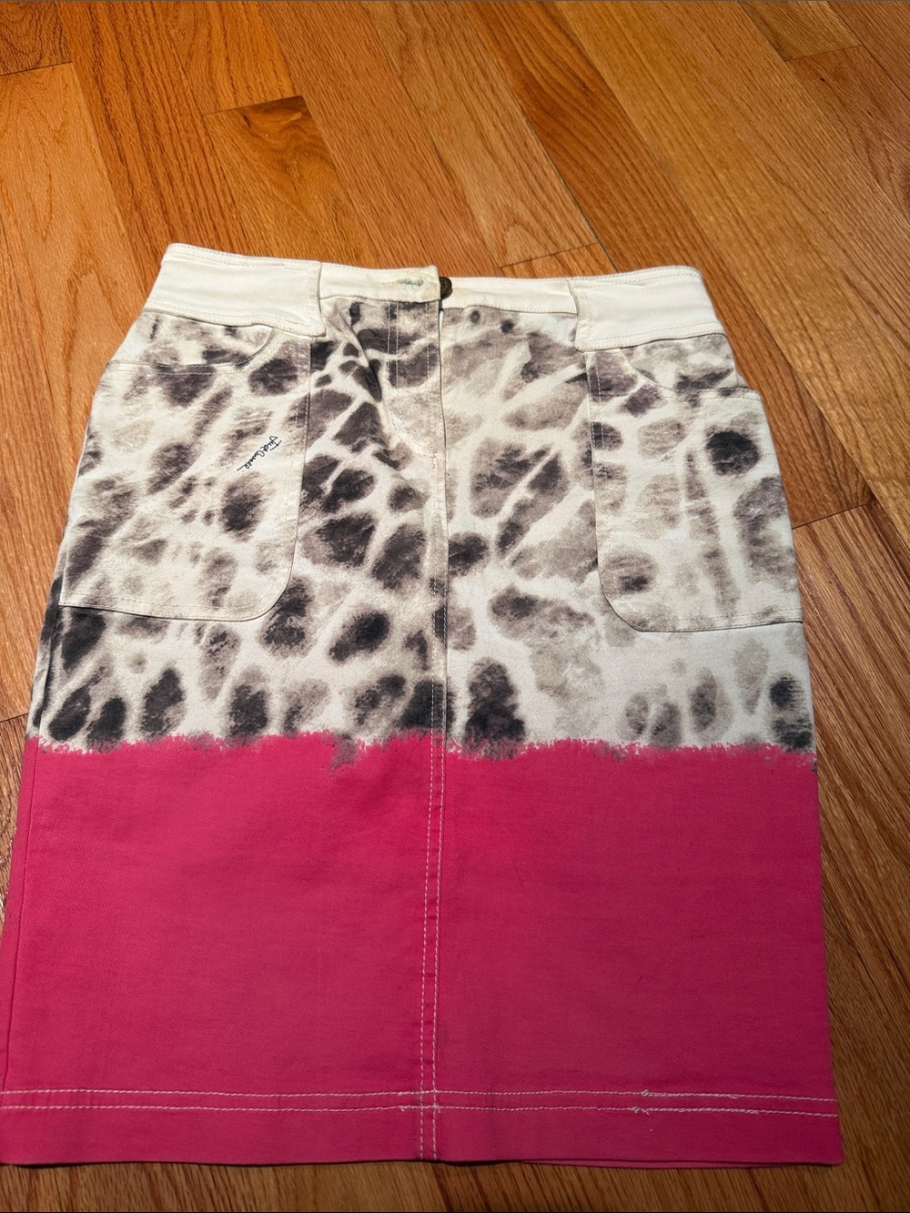 Midi skirt by JUST CAVALLI Women’s Pink Dip-Dye Leopard Print Skirt